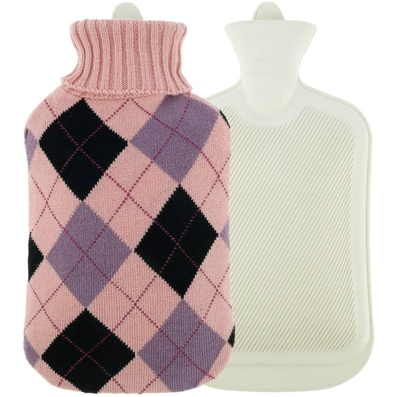 Eummy Hot Water Bottle 2L Hot Water Bag with Knit Cover Rubber Hot Water Pouch for Menstrual Cramps Pain Relief Cozy Nights Hot and Cold Therapy Hand Feet & Bed Warmer