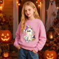 thumbnail image 6 of Gyexs Little Girls Halloween Sweatshirts Crewneck Pullover, Oversized Casual Cute, Trick or Treat Apparel, 6 of 7