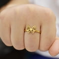 thumbnail image 3 of Adjustable Titanium Steel Butterfly Ring: Bi-Wing Design, Vacuum Plated Finish, Unisex Style, High-Quality Fashion Jewelry for Women and Men, 3 of 5