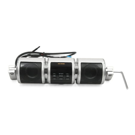 Motorcycle Stereo - Silver Tone blutooth Audio Radio Stereo Speaker MP3 Player for Motorcycle