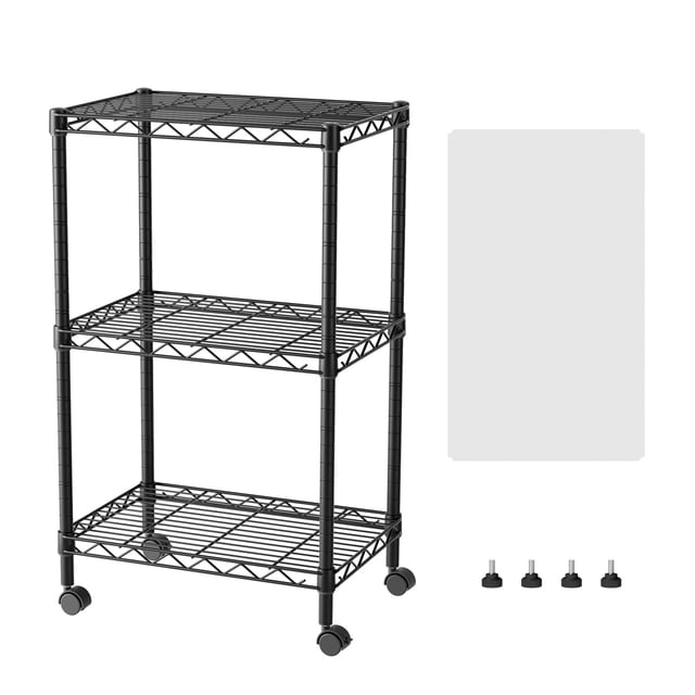 Estante de almacenamiento SINGAYE 3 estantes pequeños de metal con ruedas de 30,5 cm