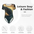 thumbnail image 4 of Pofeuu Sunset Ocean Whale Print Short Sleeve Body Suits Women Round Neck Bodysuits for Women Onesie Adult Set Body Suit-XX-Large, 4 of 7