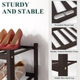 thumbnail image 3 of Smiry Shoe Rack 4 Tier, Stackable Bamboo Shoe Organizer, Shoe Storage for Closet, Entryway and Bedroom, Brown, 3 of 7