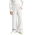 thumbnail image 4 of BXJX Girls Corduroy Pants, Outdoor Straight Leg Elastic Waist School Kids Casual Pants White Size 7-8 T, 4 of 7