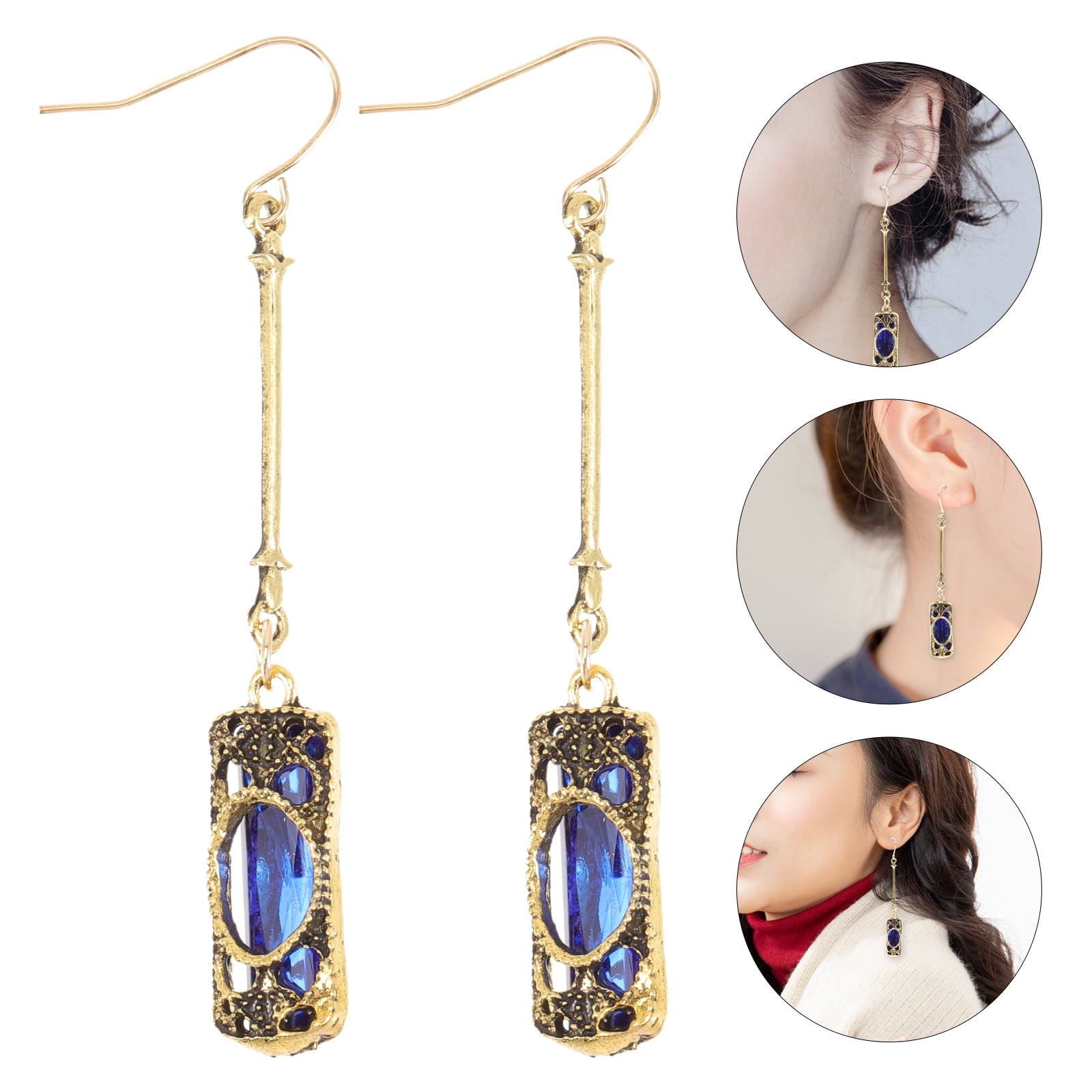 Dangle gem earrings deals
