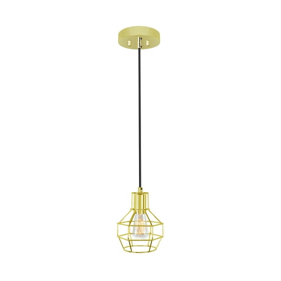 Aspen Creative 61122-11, One-Light Hanging Mini Pendant Ceiling Light, Transitional Design in Polished Brass Finish, 4-1/2" Wide