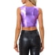 thumbnail image 3 of INSPIRAR CHIC Top sin mangas para mujer U Cuello Ropa de fiesta Clubwear Holográfico Brillante Metálico Top Corto M Lavanda, 3 of 6