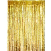 Under $10 Christmas Gold Foil Fringe Curtain, A Party Streamers Photo Booth, 2 Pack Gold Foil Fringe Curtain Streamers Party Decorations Photo Booth Props