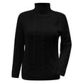 thumbnail image 4 of Arlun Women's Turtleneck Sweaters Cable Knit Long Sleeve Stretch Slim Fit Pullover Tops Fall Winter Casual Solid Color Basic Base Layer Sweater Trendy Winter Warm Outfits Black L, 4 of 5