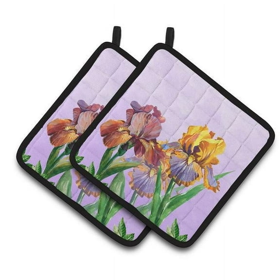 Purple & Yellow Iris Pair of Pot Holders