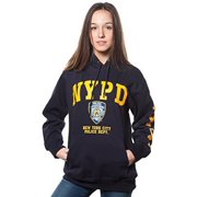 Adult Nypd Navy Pullover Hoodie with Yellow Chest and Sleeve Print (XXLarge)