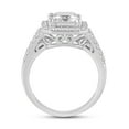 thumbnail image 3 of Jewelili Fine Silver Plate Octagonal and Round-cut Cubic Zirconia Halo Engagement Rings for Women, Size 7, 3 of 6