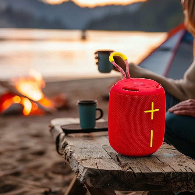 Pompotops Portable Bluetooth Speakers TWS,Enchanting Bluetooth Pendant Speaker Companion For Cycling Hiking with Colorful Lights Card Slot and TWS Functionality Ideal Backpack Accessory