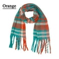 thumbnail image 2 of Prolriy Scarf for Women Thermal Scarf Fall Winter Scarf Classic Tassel Plaid Scarf Warm Soft Chunky Large Blanket Wrap Shawl Scarves 1 Pack Warm Scarf Womens Scarf Orange, 2 of 9