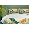 thumbnail image 3 of Ambesonne Lake Duvet Cover Set, Pastel Rising Mountains Art, Queen, Seafoam Peach and Amber, 3 of 6