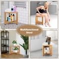 thumbnail image 2 of Repose-pied de Douche 13 Po, Tabouret de Douche en Bambou pour Raser les Jambes, Banc de Douche d'Angle avec Étagère pour Petits Espaces de Douche - Résistant à l'Eau, 2 of 6
