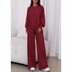 thumbnail image 2 of PRETTYGARDEN Conjunto de Mujer 2 Piezas para Descanso Manga Larga Pantalón Ancho Vino Tinto XXL, 2 of 8