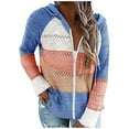 thumbnail image 2 of AOOCHASLIY Women Coat Fashion Women Long Sleeve Color Blocking Patchwork Zipper Casual Hooded Tops Blouse, 2 of 5