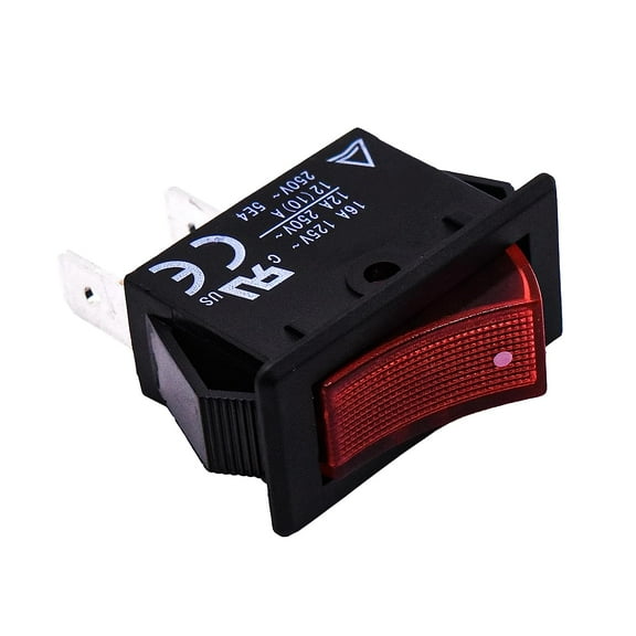 HQRP ON Off Red Rocker Switch 2-Prong 16A 125V Compatible with KEDU HY35B, Craftsman Saw, Air Compressor, Grizzly T10875 Grinder, Craftsman CX904 Grinder, UL Listed