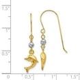 thumbnail image 2 of 14k Two Tone Goldd Puffed Dolphin Shepard Hook Earrings - Measures 33x8mm Wide, 2 of 2
