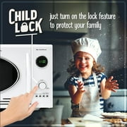 Nostalgia 0.9 cu ft Retro Microwave Oven, 800W Countertop Microwave Oven with Digital Clock, White