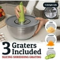 thumbnail image 4 of Priority Chef Stainless Steel Mixing Bowls with Lids Set, 3 Grater Attachments Mixing Bowls, Grey, 4 of 8