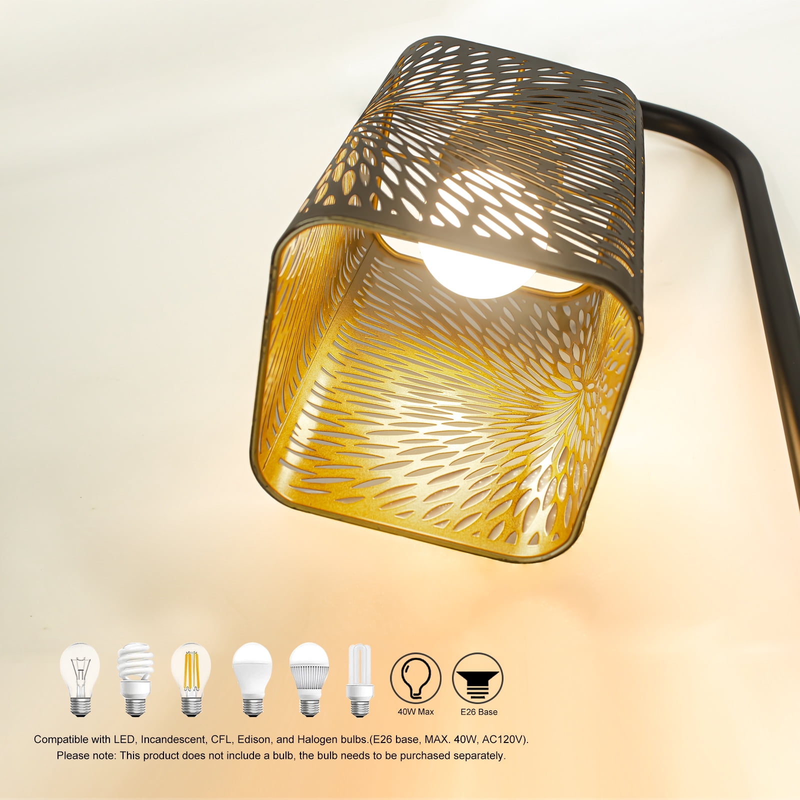 Industrial Floor Lamp with Hollow Carved Square Lamp Shade for Living Room Home DECO