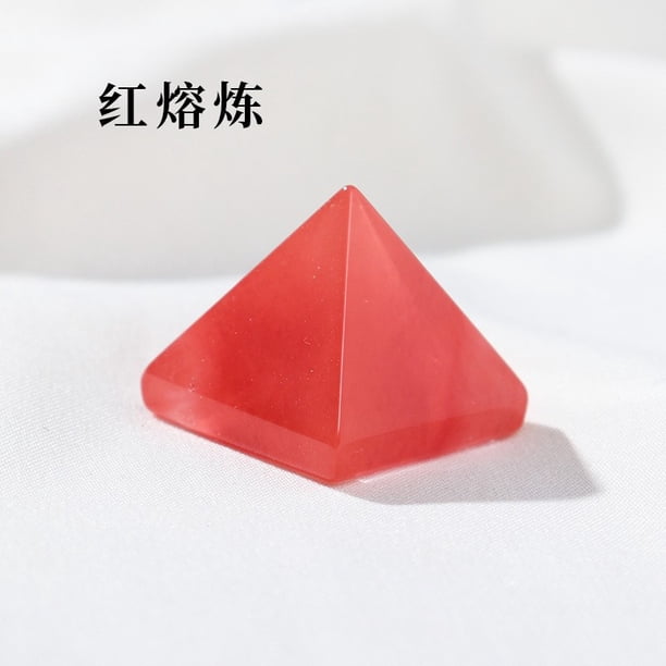 Xiao Hua 2 piezas de pirámide de piedra de cristal rojo natural, torre Feng Shui, adorno de siete estrellas para escritorio, adorno decorativo de piedra de cristal de 2 cm.