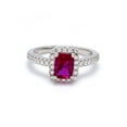 thumbnail image 2 of 2.65 T.C.W Unique Emerald Cut Red Ruby Gemstone with Natural Diamond Wedding Ring for her Solid 14K White Gold Size 5.5 by Diamond-Capitals, 2 of 6