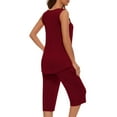 thumbnail image 4 of FAIWAD Womens Short Pajama Set 2 Piece Summer Sleepwear Set Sleeveless Tank Tops and Capri Short Pant, 4 of 8