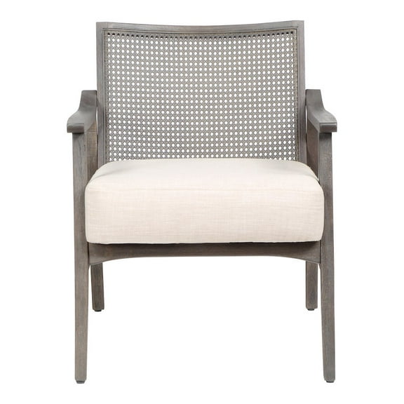 Furniture of America Averill Wood Cushioned Accent Chair in Gray Wash