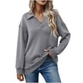 thumbnail image 1 of Sweat à Manches Longues Thermique pour Femmes avec Col en V Couleurs Unies, 1 of 4