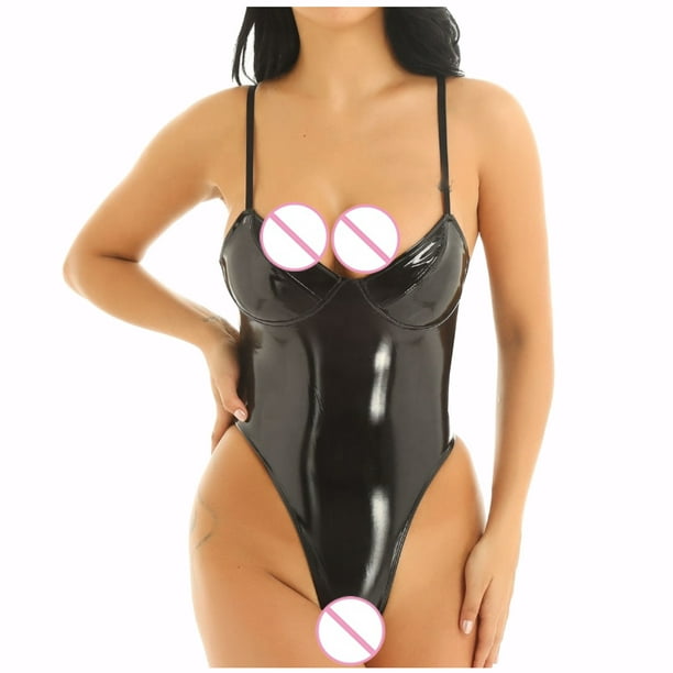 XZNGL Sexy Leather Lingerie for Women Women Fashion Sexy Sling Artificial  Leather Underwear Bodysuit Lingerie Leather Bodysuit for Women Sexy Sexy