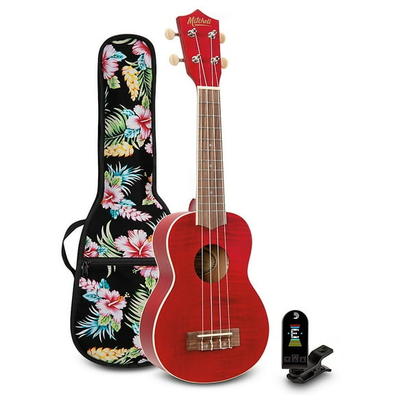 Mitchell MU45F Exotic Soprano Ukulele Flamed Maple Pack Cherry