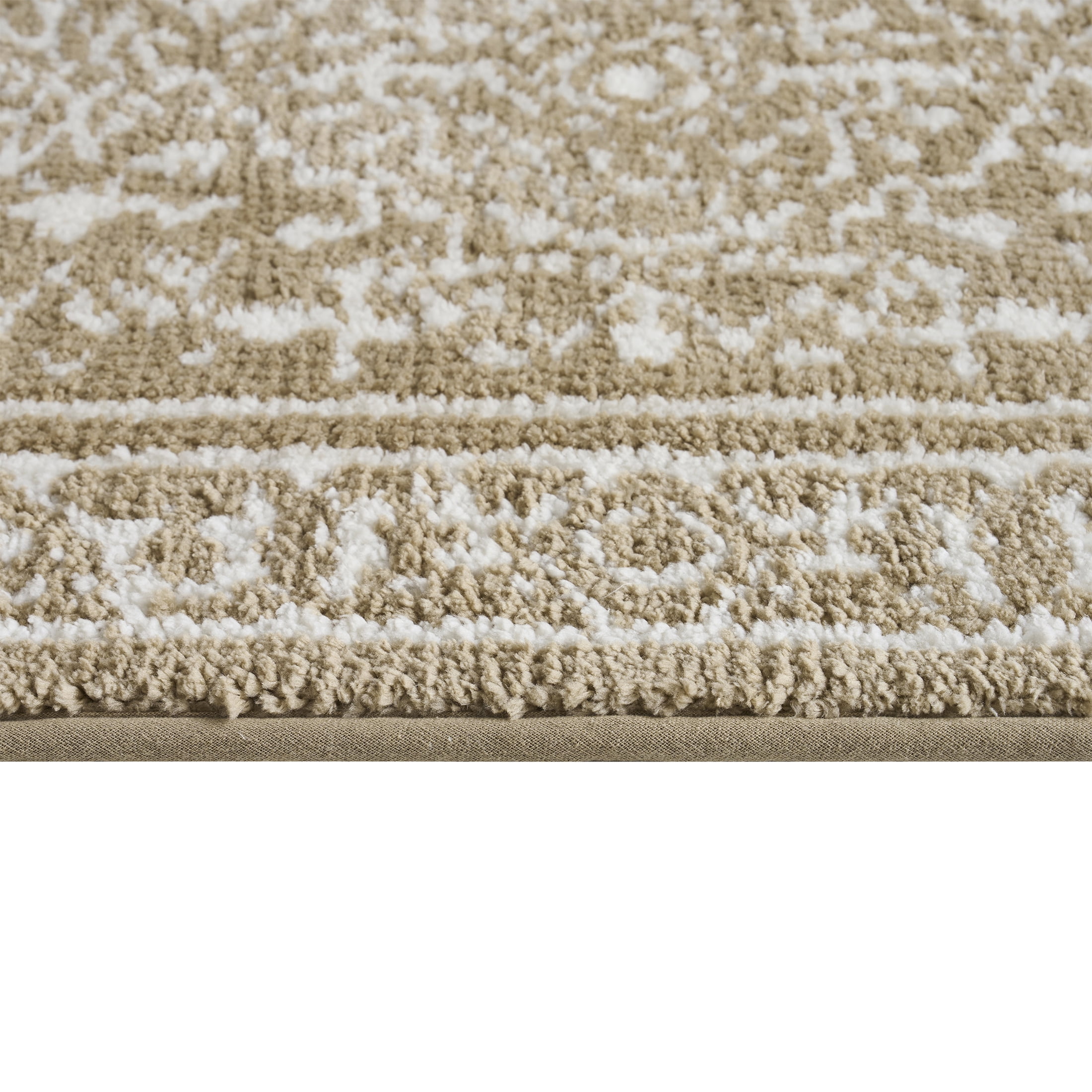 My Texas House Lacey Taupe Medallion Knitted Bath Rug Runner, 24" x 60"