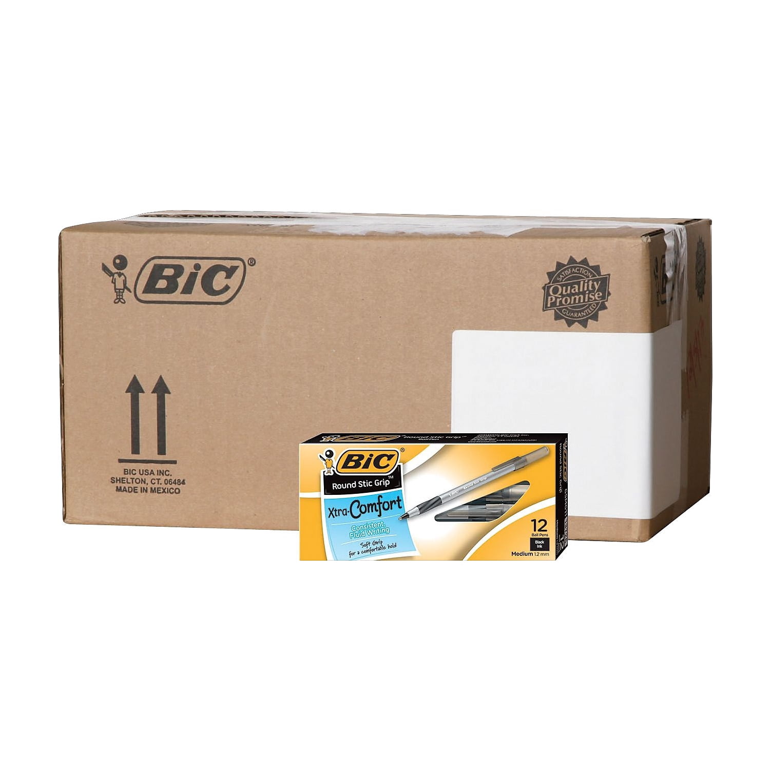 BIC Ultra Round Stic Grip Xtra Comfort Ballpoint GSMG11BLKCT