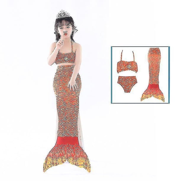 Cola de sirena para niños para niñas Traje de baño de sirena para nadar Niños Cumpleaños Fiesta en la piscina Regalo V_hh