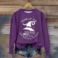 thumbnail image 2 of zaveiop Halloween Graphic Print Brushed Oversized Sweatshirt Crewneck Long Sleeve Shoulder Pullover Hoodie (Purple, XL), 2 of 4