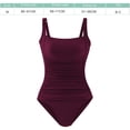 thumbnail image 2 of Trajes de baño de una pieza con realce acolchados vintage para mujer, trajes de baño con control de barriga, trajes de baño de talla grande (clarete), 2 of 5