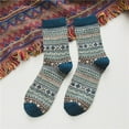 thumbnail image 2 of Penkiiy Warm Socks for Men Autumn And Winter Warm Small Diamond Retro Ethnic Style Men's Rabbit Wool Socks Blue Socks, 2 of 3
