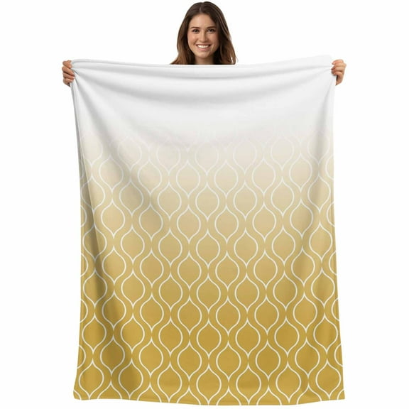 Flannel Fleece Throw Blanket Burnt Orange Gradient White Lattice Lightweight Soft Plush Blankets,Classic Plaid Minimalist Style Cozy Warm Throw Blanket for Couch Sofa Bed Car Office 40x50in
