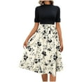 thumbnail image 2 of FDGIU Vintage A-Line Skirt - Women's High Waist Pleated Midi Skirt with Pockets (Polka Dot, Rockabilly Style), 2 of 6