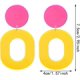 thumbnail image 2 of Pendientes retro sencillos de acrílico geométricos cuadrados huecos para mujer, pendientes colgantes llamativos blancos, rosa amarillo -, 2 of 5
