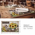 thumbnail image 3 of Placemats 1 Pack, Farmhouse Sunflowers Woven Placemat, Linen Place Mats for Kitchen/Dining Tables, Western Star Country Bird Pine Cone Washable Table Mats for Party, 3 of 8