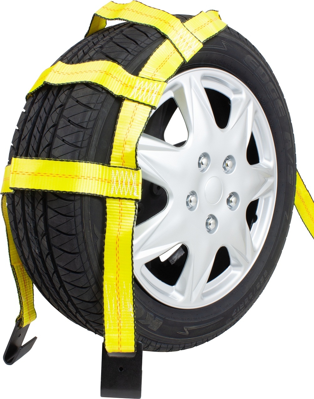 Wheel Net Basket Auto Tow Dolly Strap w/ Flat Hooks (No Ratchet