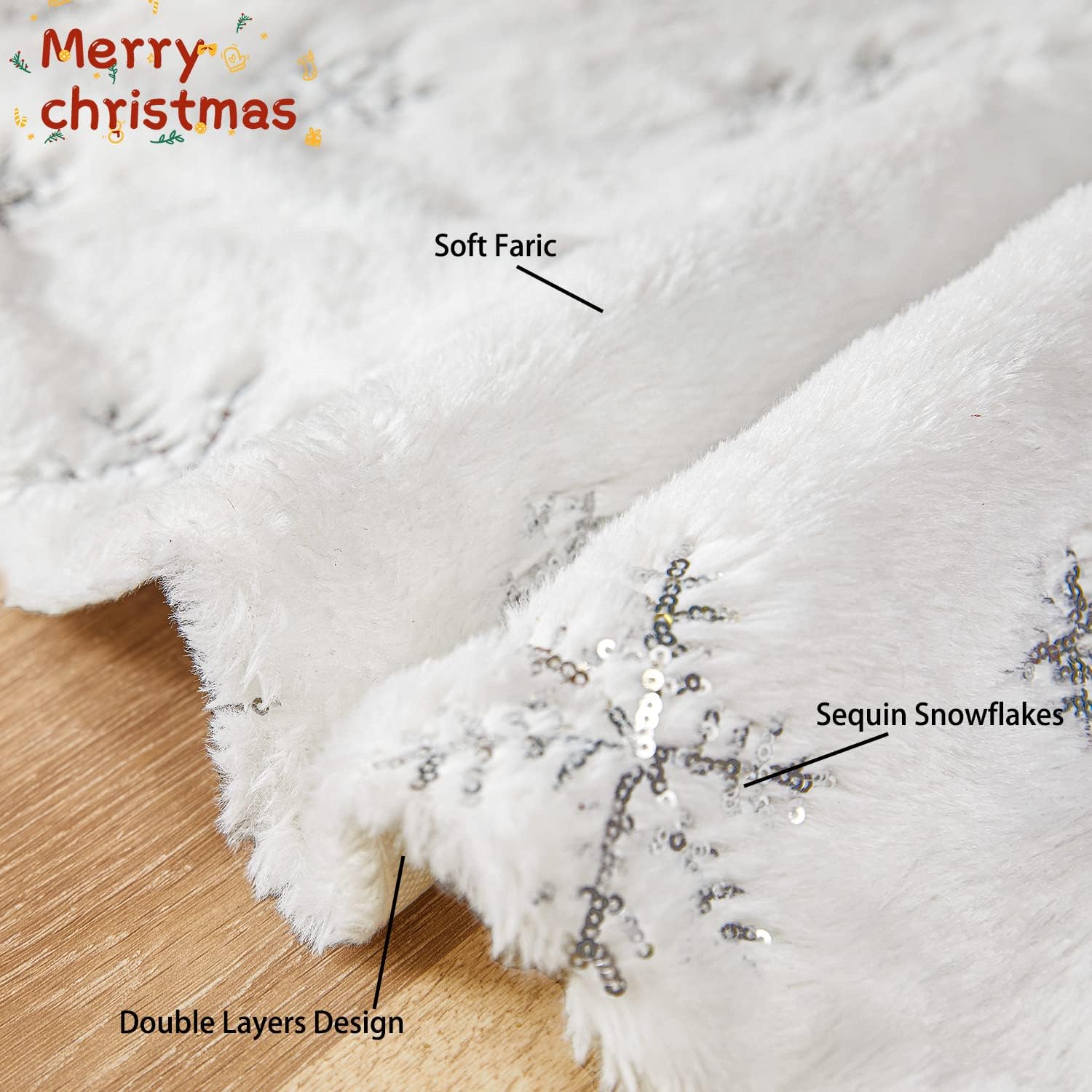 Ayieyill 48-Inch White Faux Fur Christmas Tree Skirt photo 7