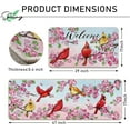 thumbnail image 3 of Welcome Spring Summer Cardinal Kitchen Rugs Set of 2, Red Birds Pink Dogwood Floral Flower Kitchen Mats Decor, Seasonal Floor Door Mat Home Decorations -17x29 and 17x47 Inch, 3 of 6