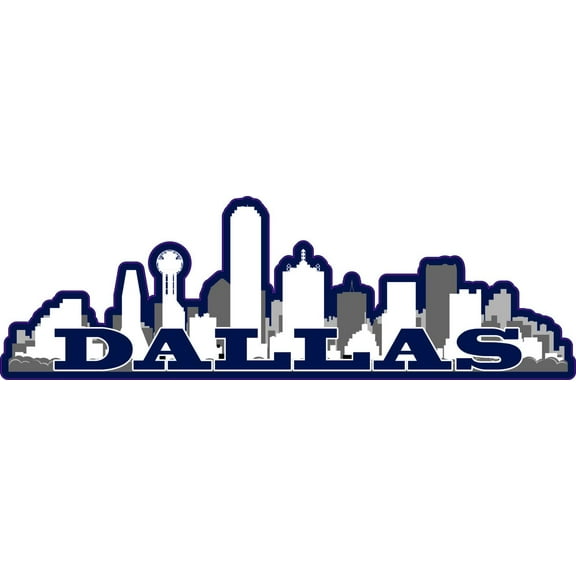 10in x 3.25in Navy Dallas Skyline Vinyl Sticker