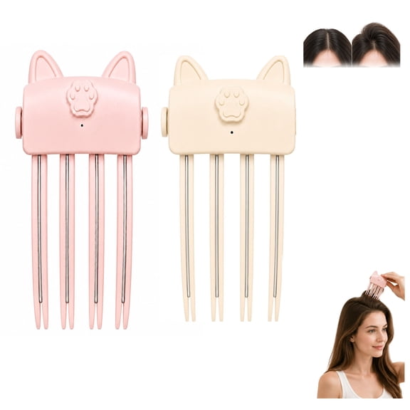 2 PCS Cat Paw Heating Comb , Portable Wireless Hair Volume Clip Cordless Portable, Instant Volumizing 2-Temperature Control Hair Volume Tool for Fine Flat Hair ,Home Travel Daily Use