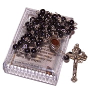 Holy Land Market Gorgeous 27 Black Hematite With Jerusalem soil Center Rosary